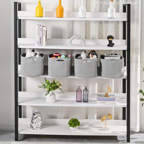 ICERZCZ Storage Baskets for Organizing & Shelves, Woven Cotton Rope Organization Bins for Dog Toys, Clothes, Books, Nursery Organizer, 15" Lx11 Wx9.5 H, (4 Packs) Grey - color: Grey, size: 15"(L)×11"(W)×9.5"(H)