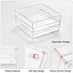SMARTAKE 6 PCS Clear Plastic Drawer Organizers Set, Large Size Non-Slip Desk Drawer Organizer, 2-Size Versatile Bathroom and Vanity Drawer Organizer Trays for Makeup, Bedroom, Office, Kitchen Utensils - style: 3 Pcs12" x 6" x 2" + 3 Pcs 6" x 6" x 2"