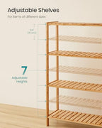 SONGMICS Bamboo Storage Shelf, 4-Tier Shelving Unit, Multifunctional, in The Entryway, Bathroom, Living Room, Balcony, Kitchen, 10.2 x 23.6 x 39.4 Inches, Light Bamboo UBCB034Y01 - color: Light Bamboo, size: 4 Tiers (10.2"D x 23.6"W x 39.4"H)