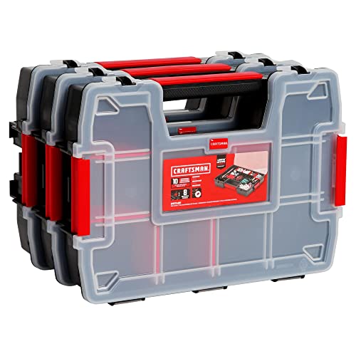 CRAFTSMAN Storage Organizer, Small Parts Organizer, 3-Packs with 10-Compartments, Lid Includes Secure Latch (CMST60964M) - size: 3 Pack, style: Triple Pack