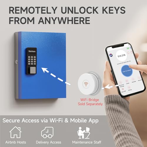 32-Key Smart Key Lock Box Wall Mount – Commercial Key Cabinet with App, Keypad, Bluetooth & WiFi Unlock (Sold Separately), Access Log Tracking, Key Management System for School, Office - size: 32 keys (Smart)
