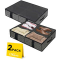 2 Pack Underbed Shoe Storage Organizer, Under Bed Shoe Organizer for Closet, Fits 14 Pairs & 4 Boots, Sturdy Shoe Bags for Storage, Shoe Organizer for Under Bed
