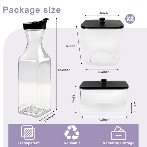 POLRAI Laundry Pod Containers and Dryer Sheet Holder and Laundry Detergent Dispenser Clear Laundry Room Organization and Storage with Wooden Lids Labels and spoon （2+1+1 Pack）