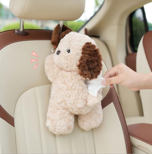 Tissue Box Cover Plush Tissue Box Holder for Car, Home, Decorative Holder/Organizer for Bathroom Vanity Countertop, Nightstands, Office Desk-Puppy - color: Puppy