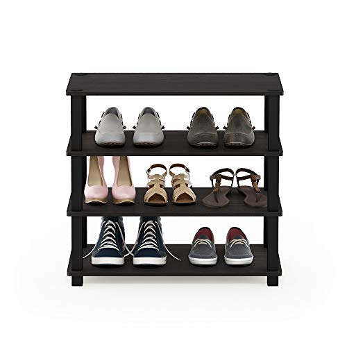 Furinno Turn-S-Tube 4-Tier Shoe Rack, Espresso/Black - color: Espresso/Black, size: 4-Tier (23.6"W)