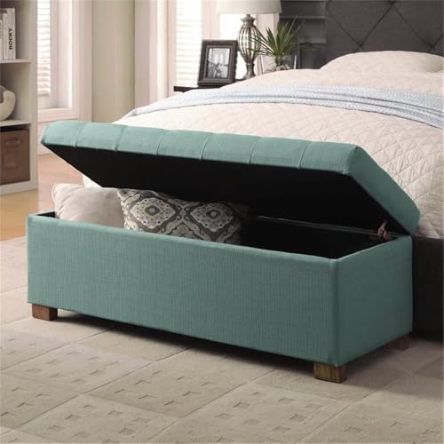 HomePop Large Storage Ottoman Bench with Lift Off Lid, Teal 46" x 18" x 18" - color: Teal