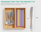 Bamboo Kitchen Drawer Organizer Boxes – 12" x 6" Stackable Wood Silverware Utensil Tray for Drawers Bins, Cutlery & Flatware Storage – Wooden Organizers Set of 2 for Junk Drawer, Bathroom, RV - size: 12" x 6" x 2"