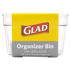 Glad Plastic Drawer Storage Tray – Heavy Duty Organizer Bin for Home, Kitchen, Bath, Bedroom, Office | Non-Slip Feet, Clear, 3" x 3" - size: 3x3 (Pack of 1)