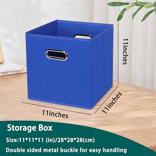 Black Foldable Storage Cubes Bins, Fabric Storage Box Cubes Organizer Baskets with Dual Handles for Home Organizer,Set of 3,(Dark Blue) - color: Dark Blue, size: 3 Pack