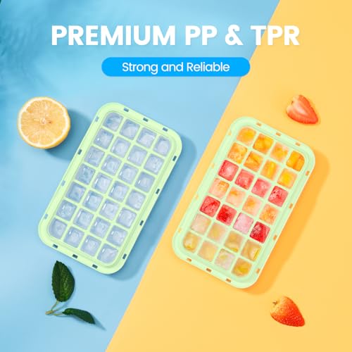 PHINOX Ice Cube Tray with Lid and Bin, 3 Pack Plastic Ice Cube Tray Molds, 84 pcs Ice Trays for freezer, Chilling Drinks, Whiskey & Cocktails, with Ice Container and Ice Scoop, BPA-Free - color: Green, size: 0.8"-3tier