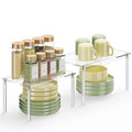 Delamu Clear Kitchen Cabinet Organizer, Set of 2 Acrylic Shelf Organizer for Cupboard Organizers and Storage, Stackable Cabinet Shelf for Plate, Dish, Bowl, Cup & Mug, 11.7" W x 7.7" D x 6.3" H - size: Set of 2