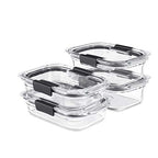 Rubbermaid Brilliance Glass Food Storage set of 4 containers 8 total pieces (4 containers + 4 lids) for Lunch Meal Prep and Leftovers Dishwasher and Oven Safe Clear/Grey - size: Assorted Sizes (8-Piece)