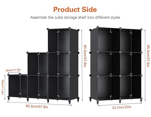 6-Cube Storage Organizer, Closet Organizer Storage Cabinet Shelf Bookcase Bookshelf with Metal Hammer, Storage Cubes Organizer Cabinet for Kids, Closet, Bedroom, Bathroom(11.8x11.8x11.8 inch)Black - color: Black, size: 11.8 x 11.8 x 11.8 Inch
