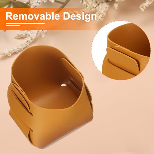 uxcell Valet Tray Organizer, PU Leather Desktop Storage Organizer Box Tray Entryway Table Bedside Nightstand Catchall Vanity Tray for Jewelry Key Coin Watch Wallet (Yellow) - color: Yellow