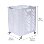 60L Collapsible Laundry Baskets, Plastic Laundry Hamper with Handles, Foldable Laundry Bin, Laundry Basket with Wheels for Laundry Room Organization, Ideal for Clothes, Towels, Blanket, White