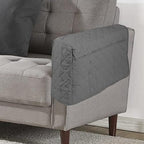 2Pcs Sofa Armrest Cover, Waterproof Armchair Slipcovers with Side Pocket, Couch Arm Covers, Easy Installation Armrest Organizer, Sofa Arm Protector for TV Remote Phone (Grey)