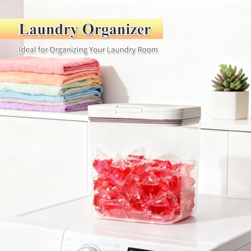 Gute Laundry Pod Holder with Lid - 67oz Sealed Automatic Pop-Up Dispenser, Laundry & Dishwasher Pods for Laundry Room Organization-2L - color: 2L