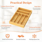 Lifewit Silverware Drawer Organizer, Utensil Tray for Kitchen, Flatware and Cutlery Holder, Storage for Spoons Forks Knives, 25 x 39cm, Natural - size: 9.9''W x 15.5''D