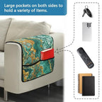 Green Gold Marble Print Sofa Arm Rest Cover Washable Armchair Slipcovers Stain Resistant Furniture Protectors 44x20 inch Couch Arm Protector - color: Green Gold Marble