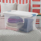 Sterilite 6-Pack Latching Box, Under Bed Storage Bins with Lids, Clear Plastic, 64 Quart - Heavy-Duty Organizing Containers for Closet, Bathroom, and Office - size: 64 Quart, style: 6 Pack