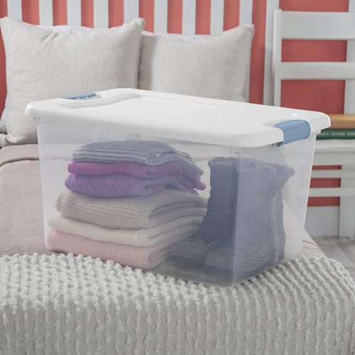 Sterilite 24-Pack Latching Box, Under Bed Storage Bins with Lids, Clear Plastic, 64 Quart - Heavy-Duty Organizing Containers for Closet, Bathroom, and Office - size: 64 Quart, style: 24 Pack