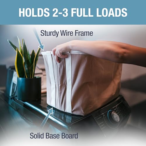 CleverMade Collapsible Laundry Basket LUXE 2 Pack – 60 L (16 Gal) Foldable Cotton Blend Clothes Hamper with Vegan Leather Accents, Reinforced Handles, Space Saving Laundry Bin Holds 55 lbs - Cream - color: Cream Herringbone