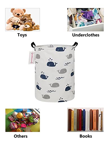 QUEENLALA Large Storage Basket,Laundry Hamper/Bathroom/Home Decor/Collapsible Round Storage Bin,Boys and Girls Hamper/Boxes/Clothing(Round-Blue Cute Whale) - color: Round-Blue Cute Whale