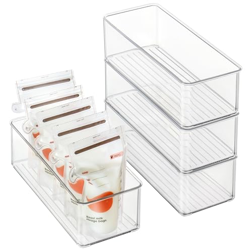 Heyuzb 4 PACK Freezer Organizer Bins Clear Stackable Storage Bins for Fridge Organization and Storage - size: 4 PACK