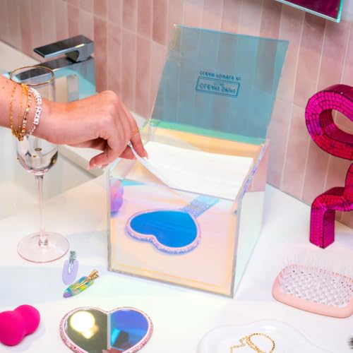 CLEAN SKIN CLUB Prism Box for Clean Towels XL – Acrylic Bathroom Storage Organizer, Holds 50 Disposable Face Towels, Dust-Proof Countertop Container with Lid for Skincare & Vanity Organization - color: Prism
