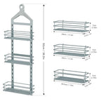 Orimade Adjustable Anti-slip Shower Caddy Overhead, Rustproof Hanging Shower Organizer With 2 Razor Hooks - No Drilling, 3-Tier Shelves, Silver Grey - color: Silver Grey