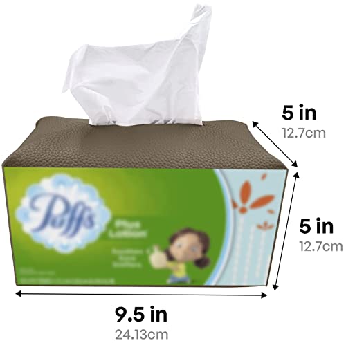 Carrotez Tissue Box Cover, [Refined] Modern PU Leather Rectangular Tissue Box Holder - Decorative Holder/Organizer for Bathroom Vanity Countertop, Night Stands, Office Desk 9.5"X5"X5" - Cocoa Brown - color: Cocoa Brown, size: [Rectangular]