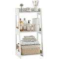 3-Tier Bathroom Ladder Shelf Freestanding, White Floor Shelves Open Shelving Unit, Small Bookshelf Nightstand for Home Study Laundry Room (11.0”D x 12.6”W x 26”H) - size: 11.0”D x 12.6”W x 26”H
