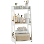 3-Tier Bathroom Ladder Shelf Freestanding, White Floor Shelves Open Shelving Unit, Small Bookshelf Nightstand for Home Study Laundry Room (11.0”D x 12.6”W x 26”H) - size: 11.0”D x 12.6”W x 26”H