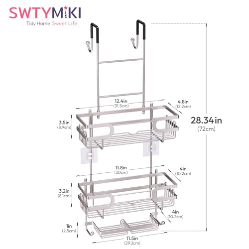 SWTYMIKI Over The Door Shower Caddy - Stainless Steel Hanging Shower Organizer With Soap Holder & 16 Hooks No Drilling Hanging Caddy Over Door To Organize Bathroom Essentials, Sand Nickel - color: Sand Nickel