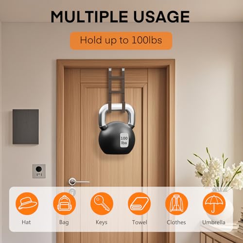 FYY Over The Door Hooks - 4 Pack Heavy Duty Dual-Hook Organizer Hanger for Hanging Towels, Clothes, Hats & Bags Use in Bathroom, Bedroom, Kitchen - Fits Interior Doors Up to 1.6" Brown - color: Brown, size: 7.8" Long, Fit Interior Doors Up to 1.6", style: