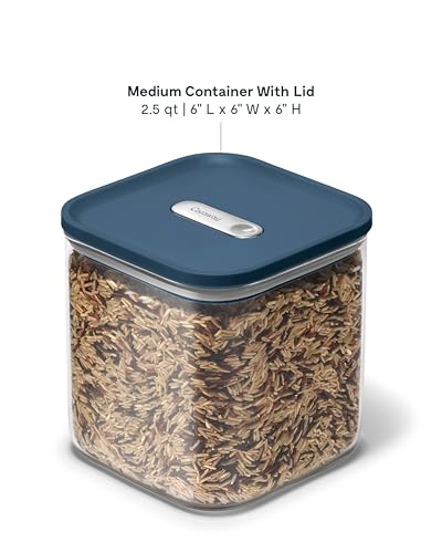 Caraway 2.5qt Glass Airtight Food Storage Container with Lid – Non-Toxic, BPA-Free Kitchen Storage Container – Stackable, Space-Saving Airtight Container for Dry Goods and More - Navy - color: Navy, size: 2.5qt Container
