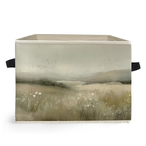 Vintage Rustic Floral Storage Box Bins, Watercolor Wildflower Meadow Collapsible Storage Basket Organizer for Bedroom Laundry Room Home Clothes Toys Books, Toybox for Kids - color: Floral K