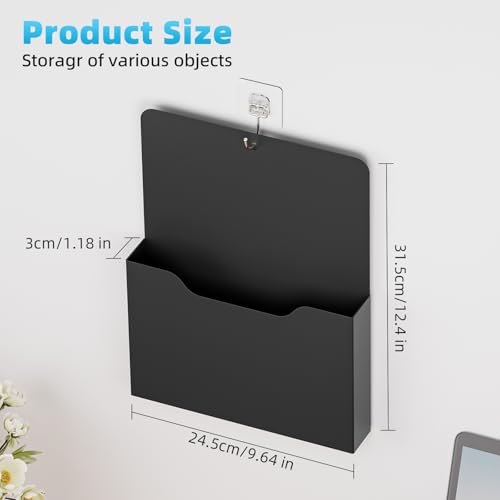 Magnetic File Holder - Magnetic Paper Holder, Pocket Organizer Office Supplies Storage Mail Organizer for Notebooks,Planners,Letter (Black) - color: Black Holder-L