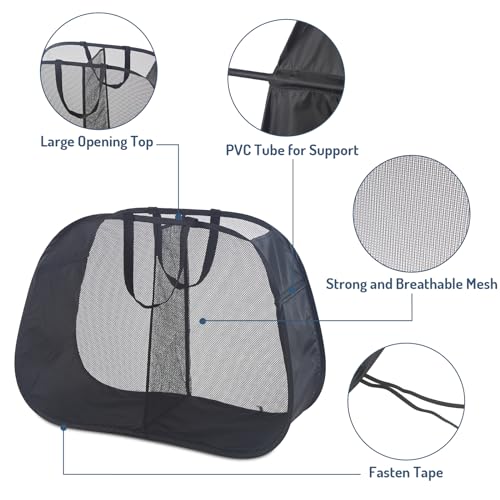 Seiritex Mesh Popup Laundry Hamper 2 Compartment, Collapsible Laundry Sorter Basket Foldable Hamper for Clothes, College Dorm, Travel (Black) - color: Black 2-compartment