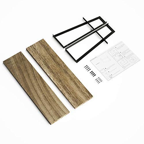 SRIWATANA Floating Wall Shelves, 2-Tier Rustic Wood Shelves for Bedoom, Bathroom, Living Room, Kitchen(Carbonized Black) - color: 1. Carbonized Black