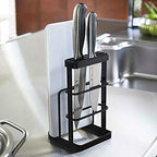 VANRA Metal Steel Cutting Board Holder Knife Block Kitchen Organizer Pantry Bakeware Rack Pan Pot Cover Lid Rack Stand (Bronze) - color: Bronze, size: 4.7"L X 5.5"W X 8.5"H - Without Draining Tray