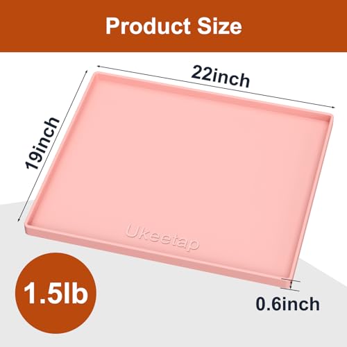 ukeetap Extra Thick Silicone Mat Waterproof with Raised Edge 22" x 19", Under Sink Mat for Kitchen & Bathroom, Kitchen Cabinet Liner, Multi-Purpose for Storage & Protection, Pink - color: Pink, size: 19"L x 22"W
