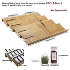 Bamboo Spice Rack Drawer Organizer - 8 Piece Set - 12" Wide, Combine Into 24" Rack (12" or 24") - size: 24"