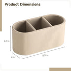 OMISTAR 3-Compartment PU Leather Pen Holder, Desk Organizer Stylish Bedside Remote Holder Nightstand, Eyeglasses/Stationery/Makeup Brush Storage Box, Long-Lasting Desk Accessories, 8.9 x 4 x 4.1 in - size: 3 Compartments
