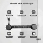 No Drill Shower Caddy with Adjustable Shower Head Holder, 20 LBS Rustproof Wall Mounted Shower Organizer with 4 Hooks, Waterproof Adhesive Bathroom Storage Rack, Space Saving, Gunmetal Gray - color: Gunmetal Gray