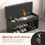 Apicizon Entryway Bench with Shoe Storage, Black, 2-Tier Shoe Rack, Padded Cushion, Wooden Frame - color: Black, size: 31 Inch