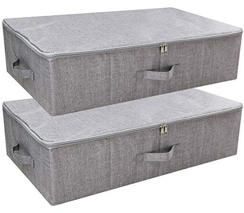 iwill CREATE PRO Folding Breathable Underbed Storage Bins with Lids, Wardrobe Closet Clothing Blanket, Shoes, Toys Organizer Containers, Dark Gray, Pack of 2 - color: Dark Gray,2pcs, size: 27.5*15.7*7"