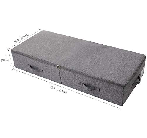 iwill CREATE PRO Under Bed Storage Bin, 100cm Large Foldable Container with Lid | 39.4"x16.9"x7" Dust-Proof Washable Organizer for Shoes, Clothing, Bedding | Durable Plastic Board, Dark Gray - color: Dark Gray
