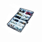 12 Cells See Through Underbed Shoes and Boots Storage Bag Organizer with Black and White Flower (Black) - 40.9x24.4x5.51 Inch - color: black