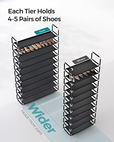 SONGMICS Shoe Rack, 10-Tier Shoe Shelf, Shoe Storage Organizer, 11.4 x 39.4 x 68.9 Inches, Metal Frame, Non-Woven Fabric Shelves, for Entryway, Bedroom, Black ULSH11H - color: Black, size: 11.4"D x 39.4"W
